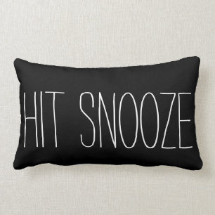 Funny Hit Snooze black white modern trendy humor Lumbar Pillow