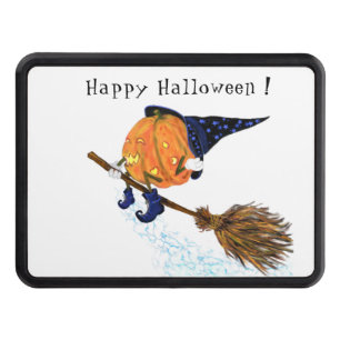 Funny Hitch Cover Halloween Witch Pumpkin Flying