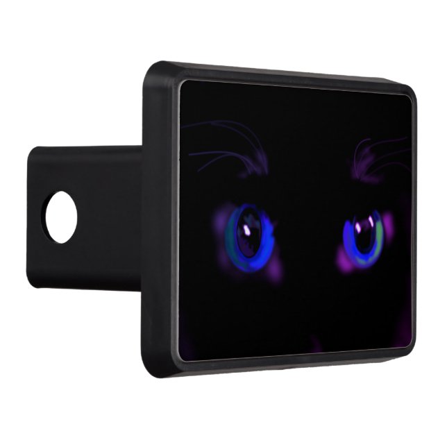 Funny Hitch Cover with Blue Eyed Black Cat (Right)