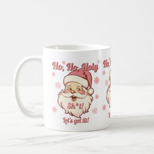 Funny Ho Ho Get Lit Retro Santa Christmas Party Coffee Mug