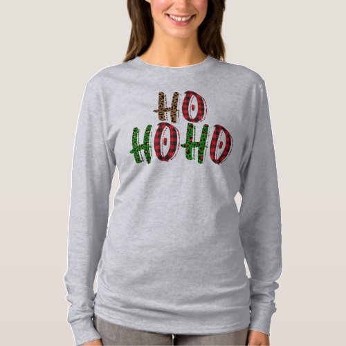 Funny Ho Ho Ho Buffalo Plaid Trendy Christmas T_Shirt