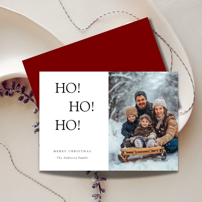 Funny Ho Ho Ho Christmas Family Photo  Holiday Card (Creator Uploaded)