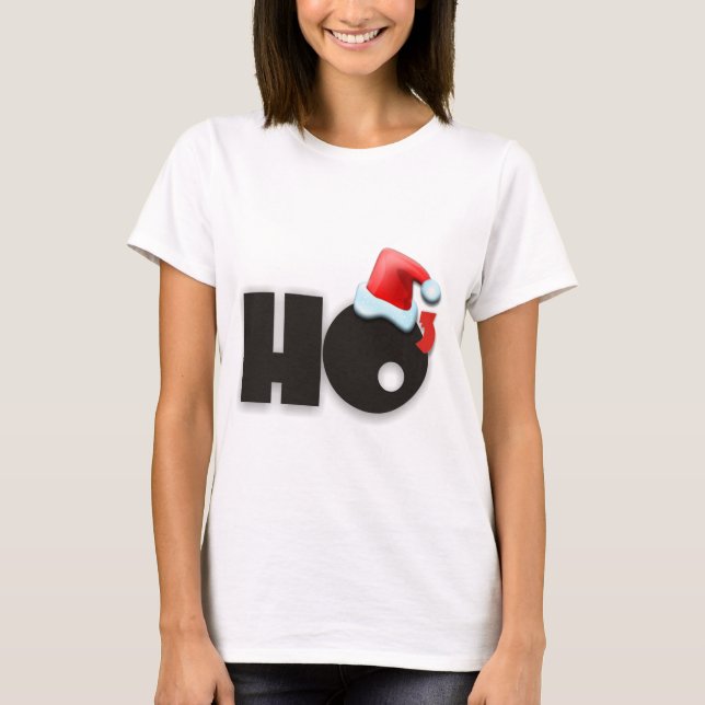 Funny Ho Ho Ho Cubed Santa Hat T-Shirt (Front)