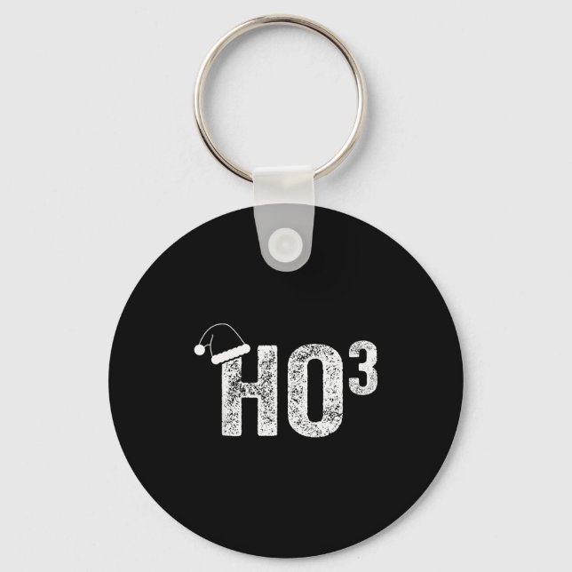 Funny Ho Ho Ho Ho3 Math Teacher Santa Hat Christma Keychain (Front)