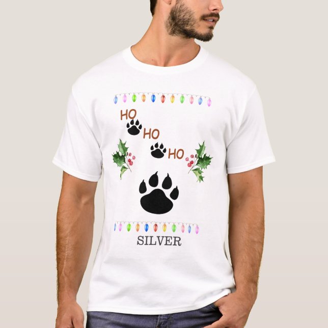 Funny HO HO HO PAW Christmas Family  T-Shirt (Front)