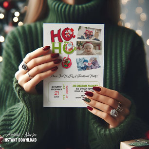 Funny HO HO HO Retro Christmas Photos Party Invitation