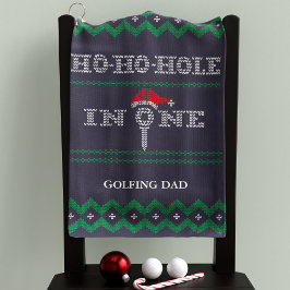 Funny Ho Ho Hole in One Blue and Green Golf Towel