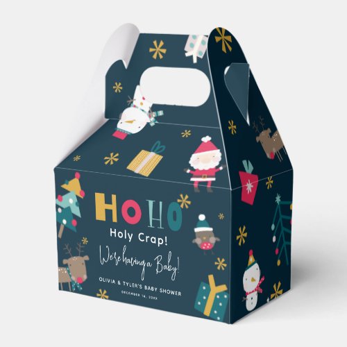 Funny Ho Ho Holy Crap Christmas Baby Shower Favor Boxes