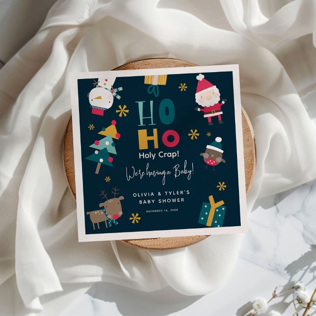 Funny 'Ho Ho Holy Crap' Christmas Baby Shower Napkins (Creator Uploaded)