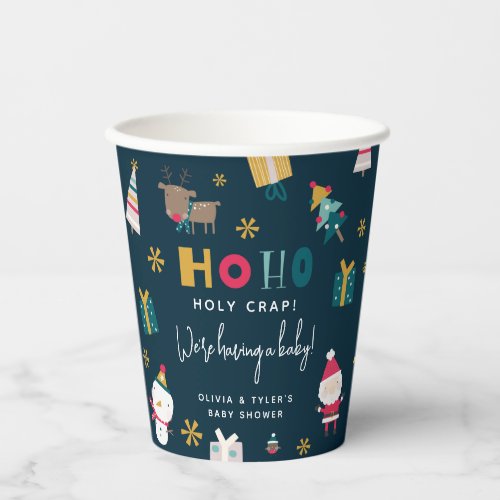 Funny Ho Ho Holy Crap Christmas Baby Shower Paper Cups