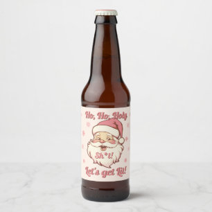 Funny Ho Ho Retro Santa Christmas Party Beer Bottle Label