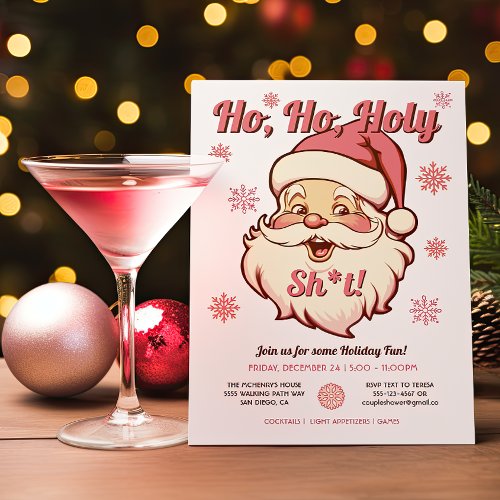 Funny Ho Ho Retro Santa Christmas Party Holiday Card