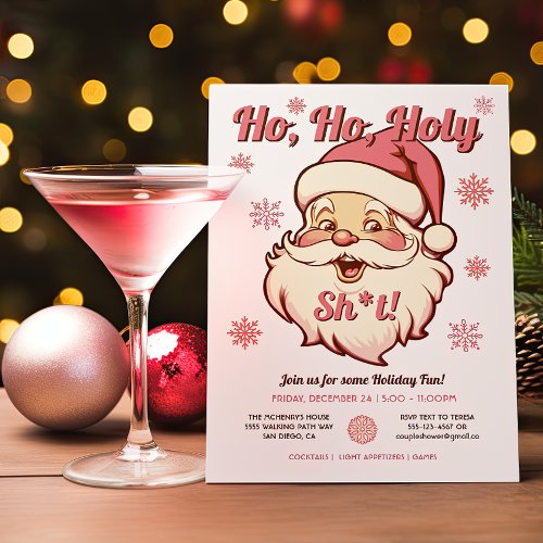 Funny Ho Ho Retro Santa Christmas Party Holiday Card