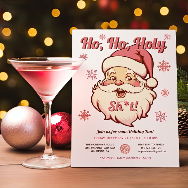 Funny Ho Ho Retro Santa Christmas Party Invitation (Creator Uploaded)