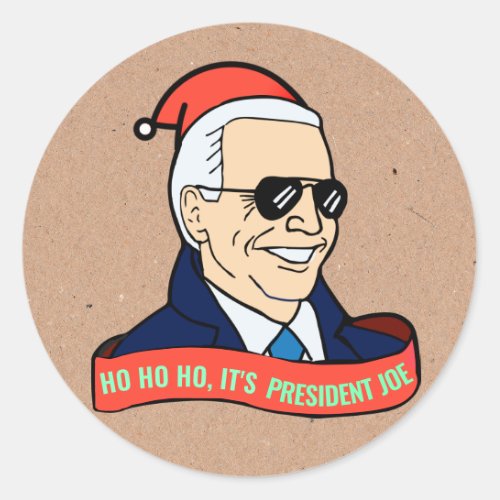 Funny Ho Its President Joe Biden Santa Christmas Classic Round Sticker
