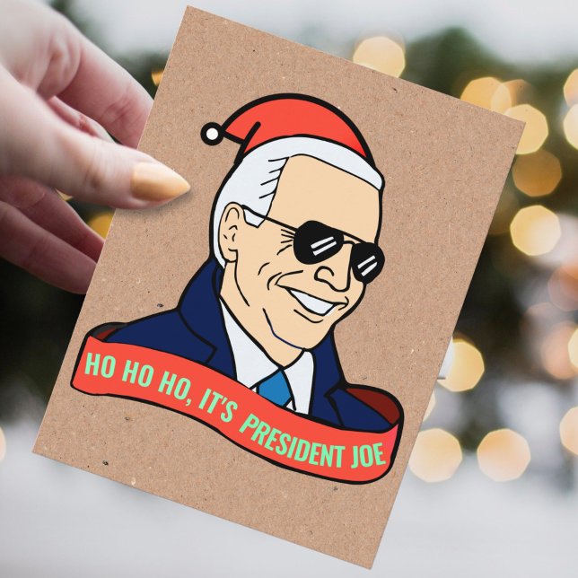 Funny Ho It's President Joe Biden Santa Christmas Postcard