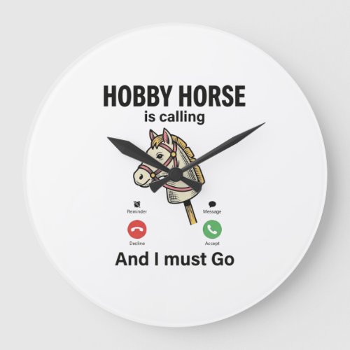 Funny Hobby Horse Is Calling Vintage Vector Design Large Clock