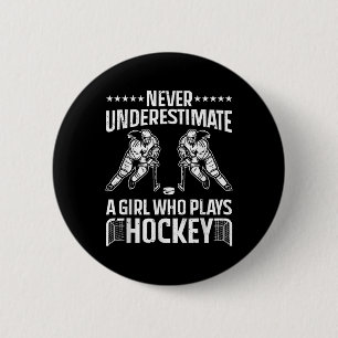 Funny Hockey Art For Girls Women Field Hockey Play Button