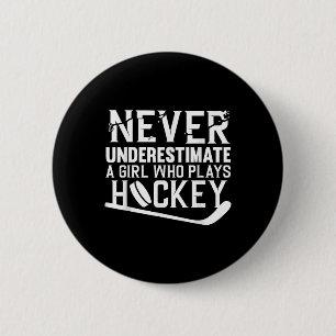 Funny Hockey Art For Girls Women Field Hockey Play Button