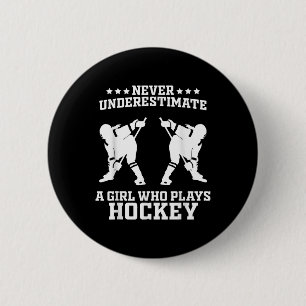 Funny Hockey Art For Girls Women Field Hockey Play Button