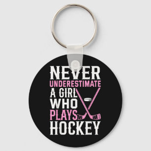 Funny Hockey Art For Girls Women Field Hockey Play Keychain