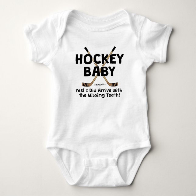 Funny Hockey Baby Missing Teeth Infant Baby Bodysuit (Front)