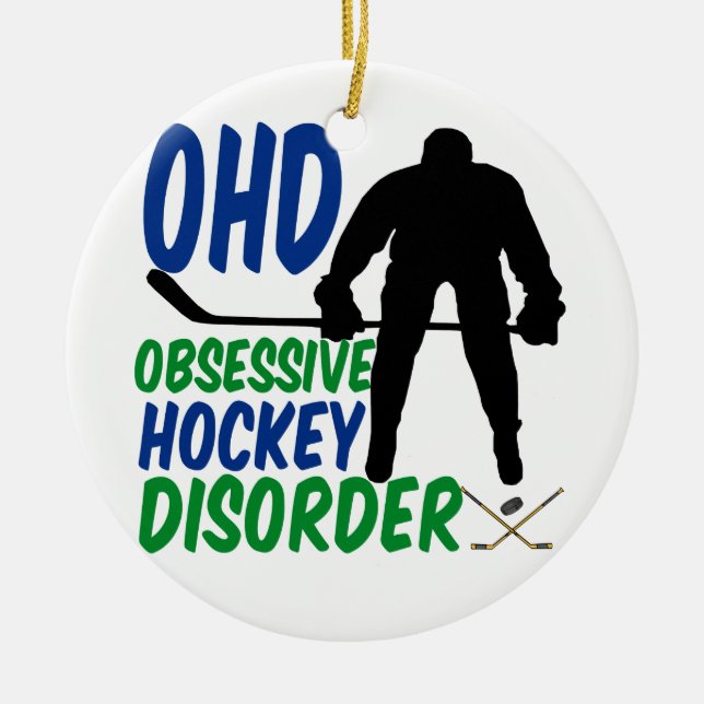 Funny Hockey Ceramic Ornament (Front)
