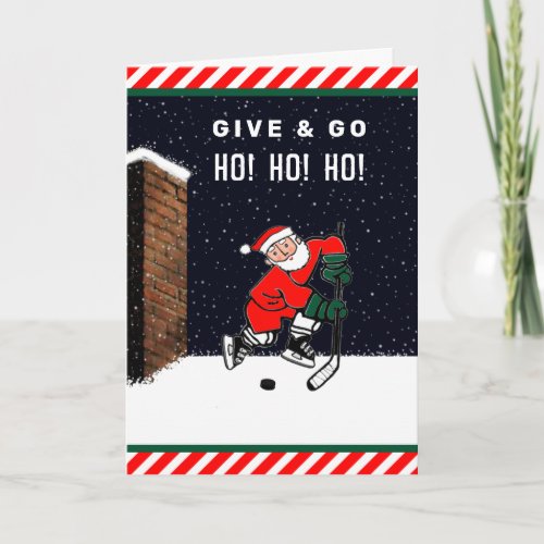 Funny Hockey Christmas Holiday Card