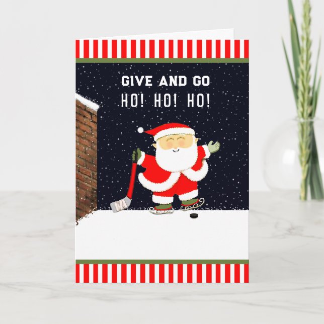 Funny Hockey Christmas Holiday Card (Front)