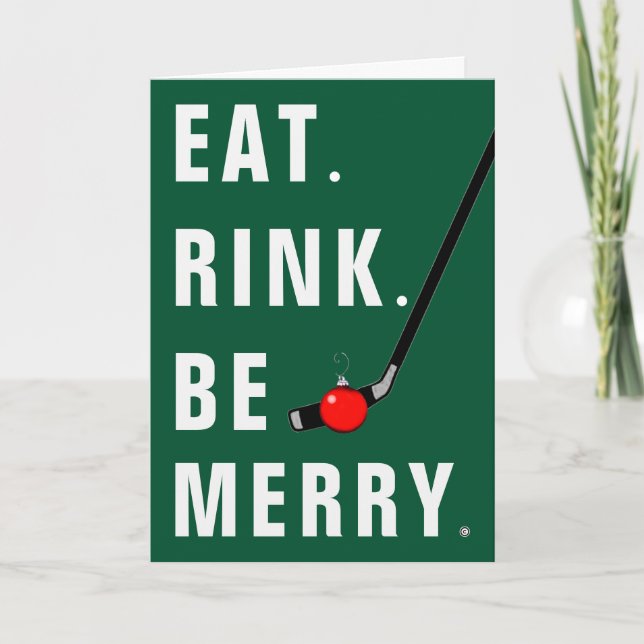 Funny Hockey Christmas Holiday Cards (Front)
