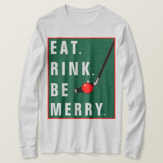 Funny Hockey Christmas Holiday T-Shirt (Design Front)