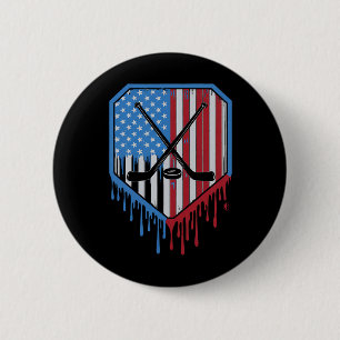 Funny Hockey Drip Boys Ice Cream Patriotic America Button