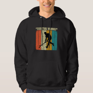 Funny Hockey Frisbee Essential Worker Retro Vintag Hoodie