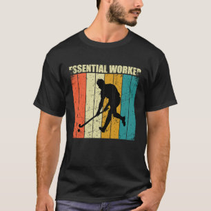 Funny Hockey Frisbee Essential Worker Retro Vintag T-Shirt