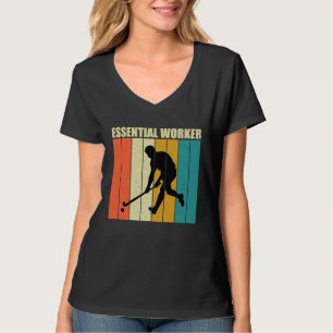 Funny Hockey Frisbee Essential Worker Retro Vintag T-Shirt