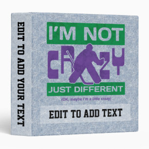 Funny Hockey Goalie 3 Ring Binder, Customizable 3 Ring Binder