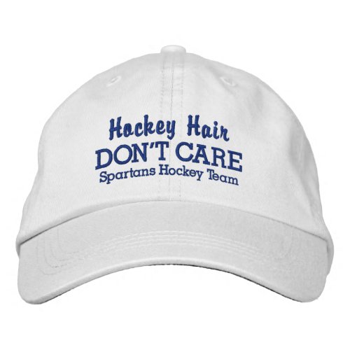 Funny Hockey Hair Dont Care custom team name Embroidered Baseball Hat