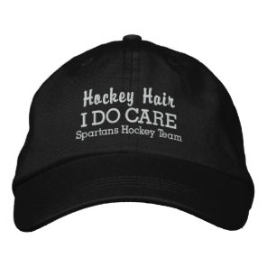 Funny "Hockey Hair I DO Care" custom team name Embroidered Baseball Hat