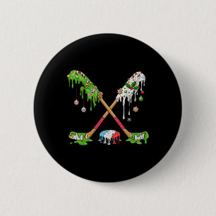 Funny Hockey Holiday Candy Cane Gingerbread Gift I Button