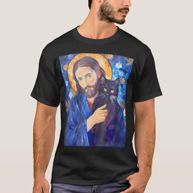 Funny Hockey Jesus Saves Goalie T-Shirt (Front)