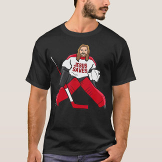 Funny Hockey Jesus Saves Hockey Goalie T-Shirt