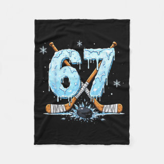 Funny Hockey Lovers Drip 6-7 Number Six Seven Puck Fleece Blanket