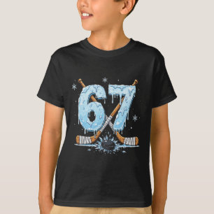 Funny Hockey Lovers Drip 6-7 Number Six Seven Puck T-Shirt
