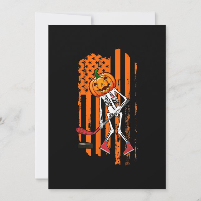 Funny Hockey Player Fan Gift Skeleton Halloween Holiday Card (Front)
