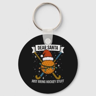 Funny Hockey Player, Mom, Wife Christmas Hat Light Keychain