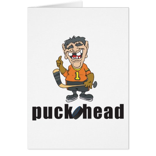 Funny Hockey Puck Head Cards (Front)