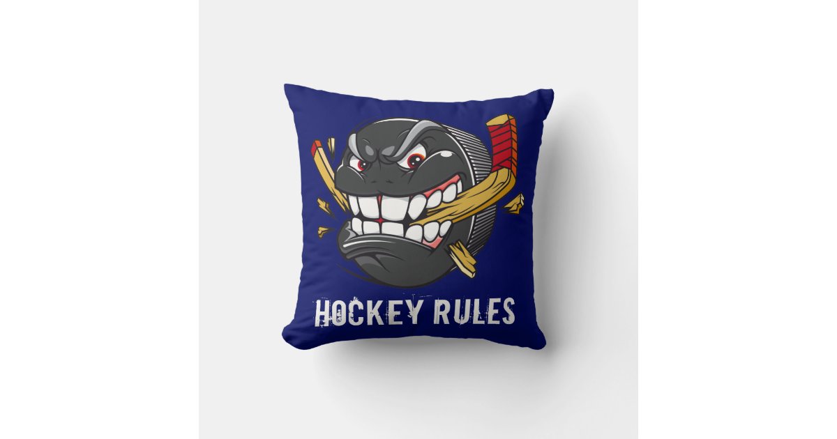 Funny Hockey Puck Pillows Hockey Rules Zazzle
