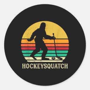 Funny Hockey Sasquatch Gift Bigfoot Field Ice Hock Classic Round Sticker