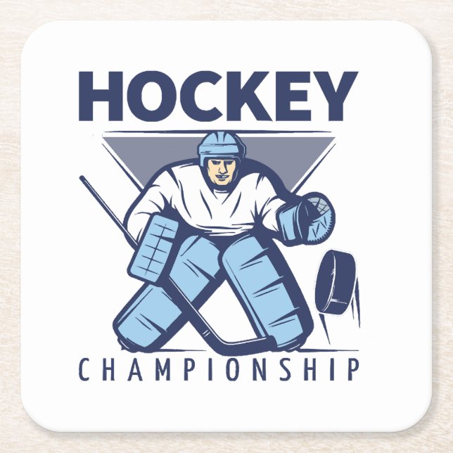 Funny hockey square paper coaster (Front)