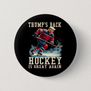 Funny Hockey Trump Player Cool Vintage Ice Hockey Button